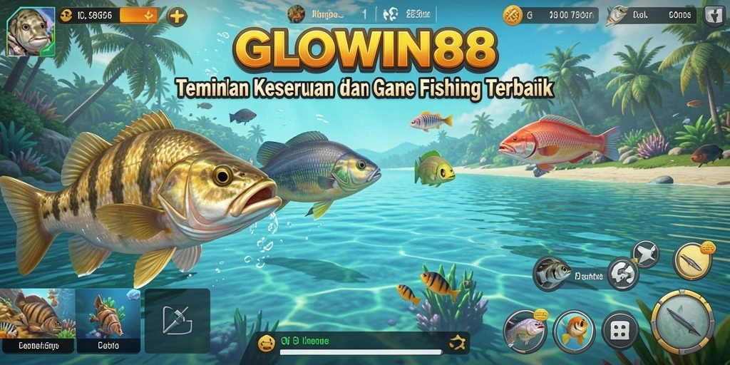 Tampilan gameplay GLOWIN88 yang menegangkan saat memancing di laut.