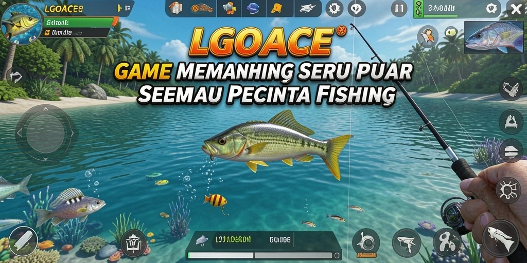 Gameplay LGOACE menampilkan aksi memancing yang seru dan mendebarkan.