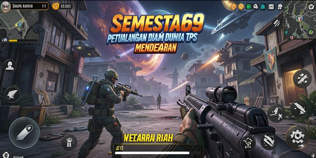 Gameplay seru dalam SEMESTA69 dengan aksi tembak-tembakan yang intens.
