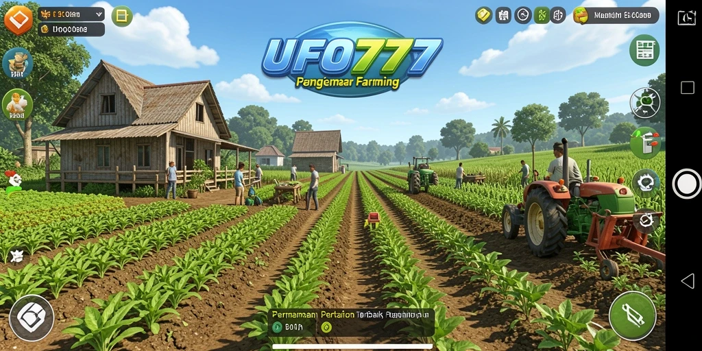 Screenshot gameplay <strong>UFO777</strong> menampilkan aktivitas bertani yang penuh warna.