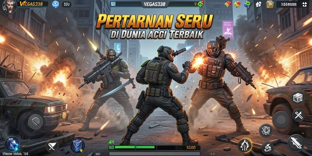 Tampilan gameplay menegangkan dalam VEGAS338 saat karakter bertarung.